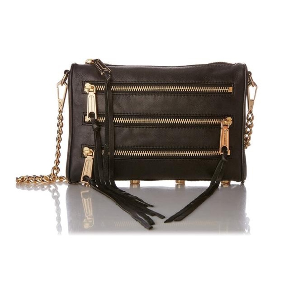 Rebecca Minkoff black leather zipper crossbody bag